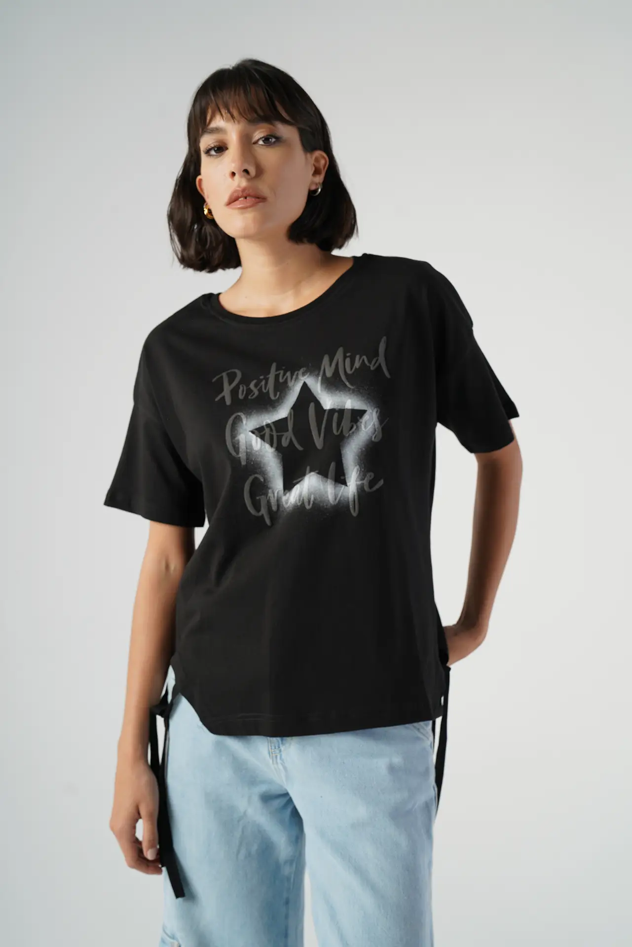 Tricou cu Mesaj Pozitiv, Femei, Negru S