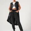 trenci-vestă minimalist punk negru damă