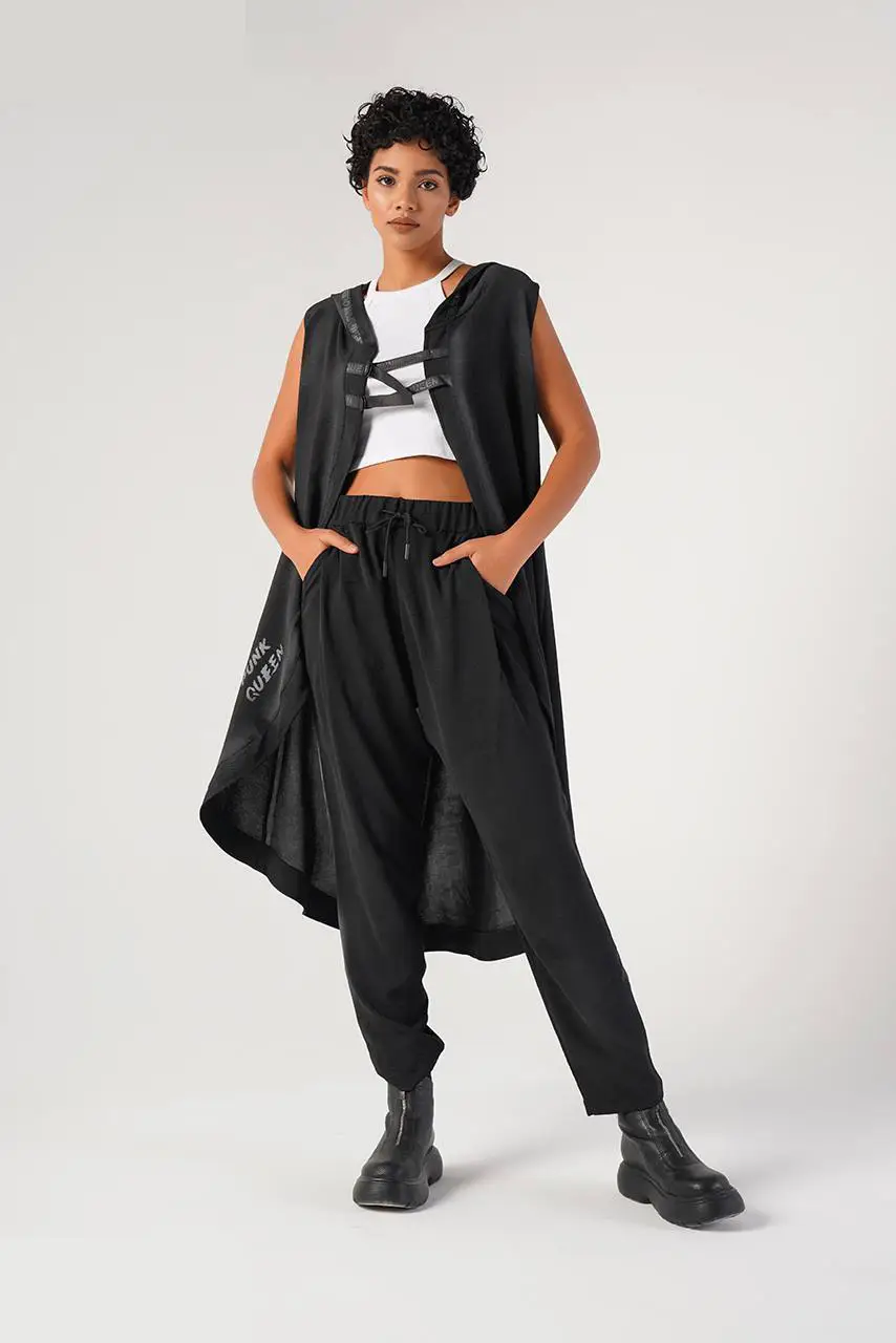 Trenci Vesta, Minimalist, Punk, Femei, Negru L