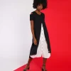 rochie cămașă A-line neagră cu strat alb damă