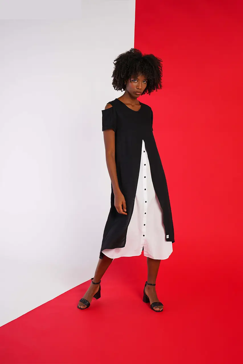 Rochie Camasa, A-stil, Femei, Neagra XL