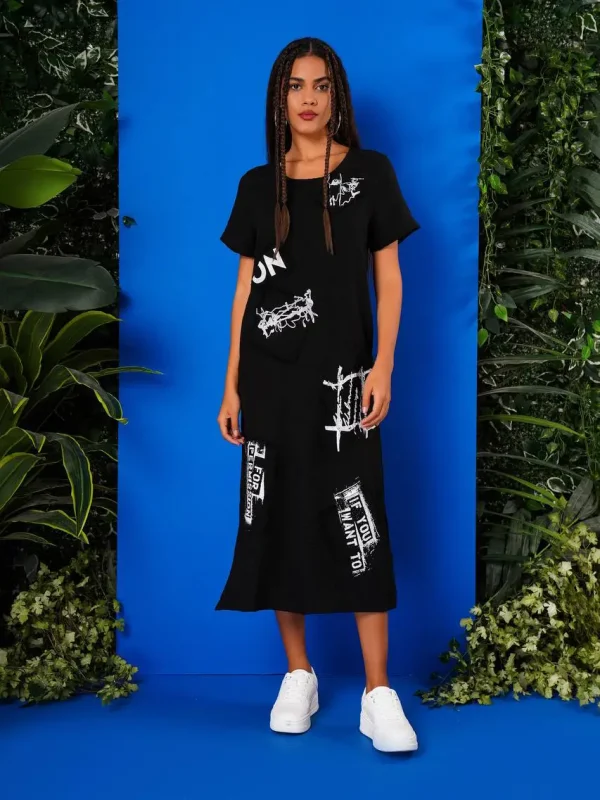 rochie minimalistă urbană neagră damă