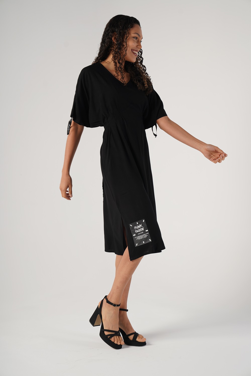 Rochie cu Cordon in Talie, Femei, Neagra S
