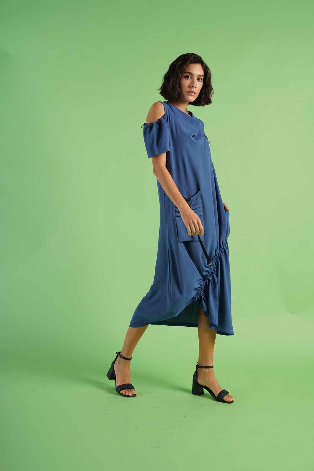 Rochie Oversize, Asimetrica, Casual, Femei, Albastra XL