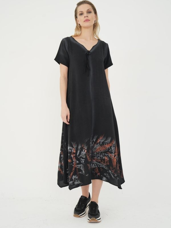 rochie boemă de zi cu zi neagră damă