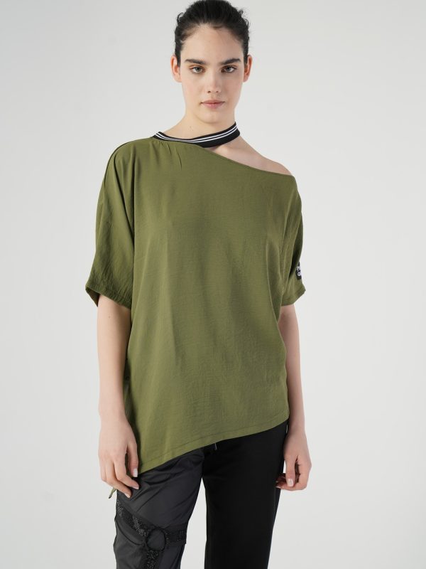 tricou asimetric lejer kaki damă