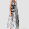 rochie maxi cu imprimeu urban albă damă