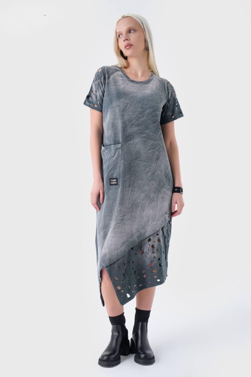 Rochie cu Textura Vintage, Femei, Gri S