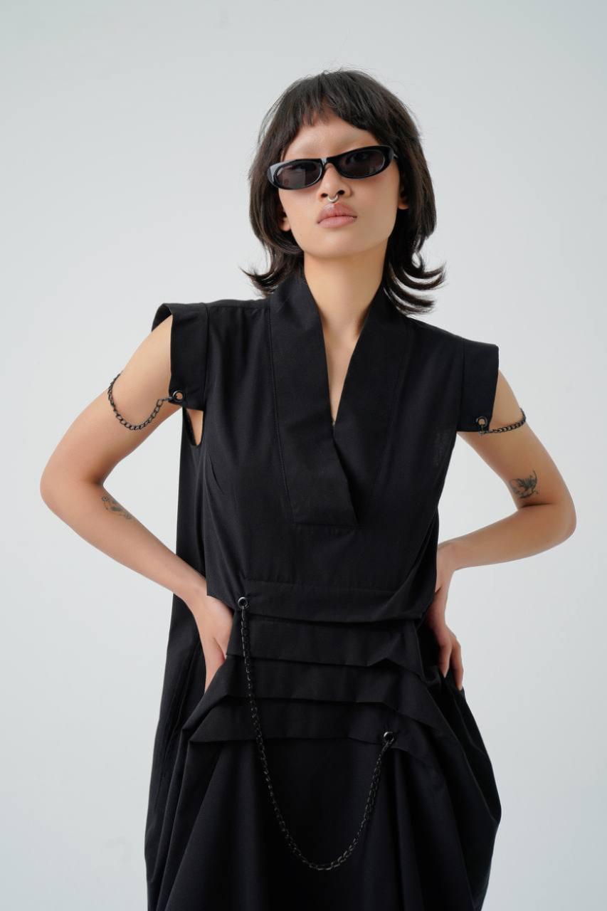 Rochie cu Detalii Urban-Elegante, Femei, Neagra L