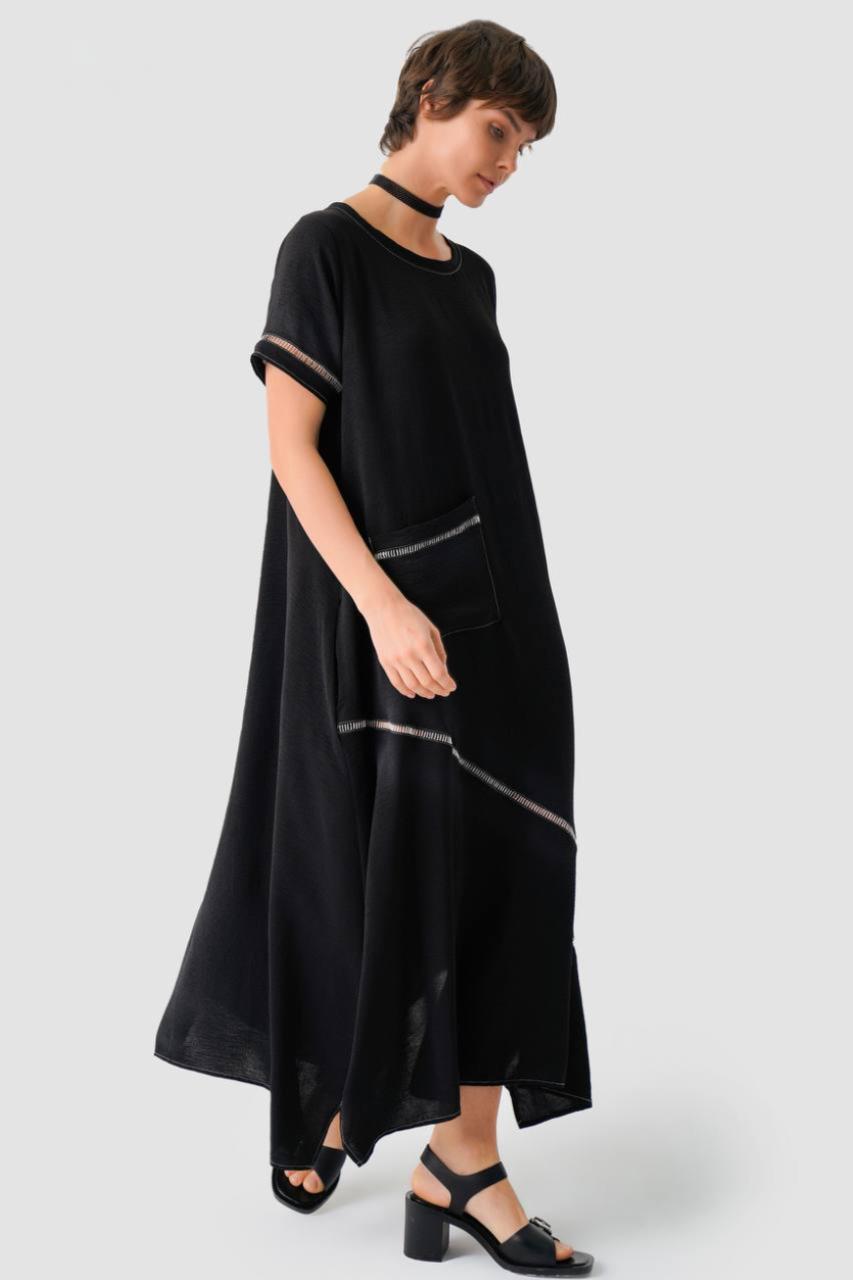 Rochie Larga, Asimetrica, Femei, Neagra S