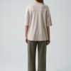 Tricou tricou oversized bej cu imprimeu artistic văzut din spatecu Imprimeu Pictural, Femei, Bej