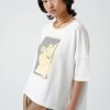 tricou oversized cu imprimeu galben cu lămâi ecru damă