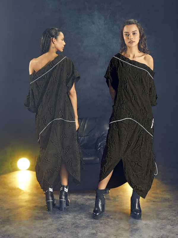rochie asimetrică oversized neagră damă