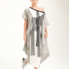 rochie oversize cu detalii din plasă albă/gri damă
