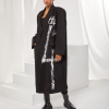 pardesiu oversized cu print artistic negru damă