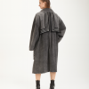 vedere din spate, trenci midi cu croială oversize antracit damă
