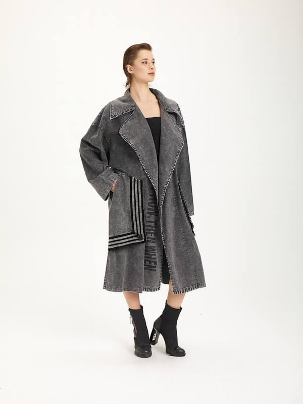 trenci midi cu croială oversize antracit damă