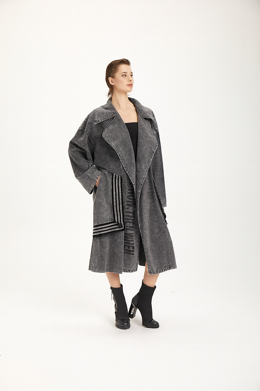 trenci midi cu croială oversize antracit damă