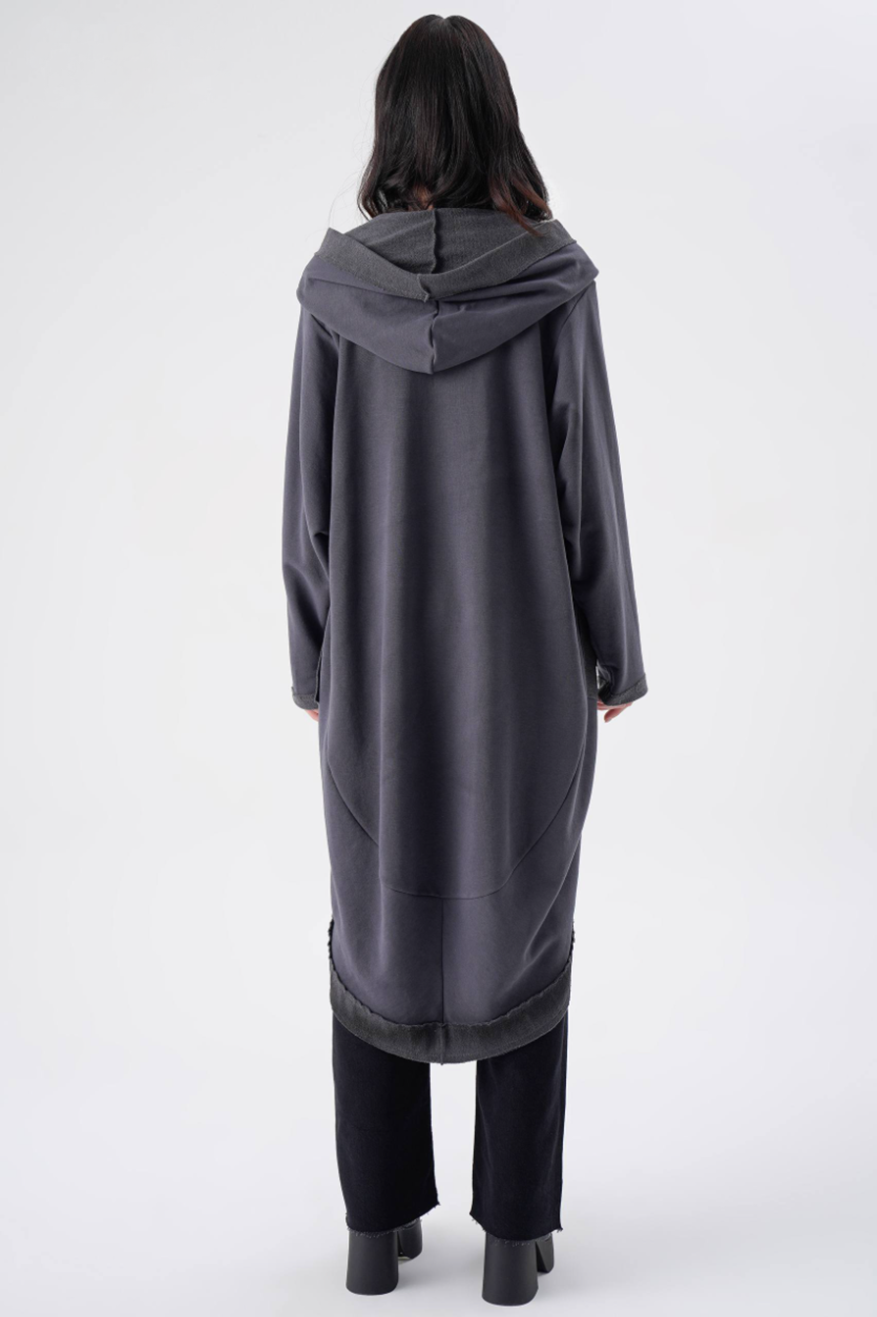 vedere din spate, trenci oversized trendy antracit damă