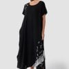 rochie lungă oversize cu franjuri neagră damă