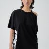 tricou oversize cu decupaj negru damă