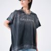 tricou urban cu aspect prespălat antracit damă