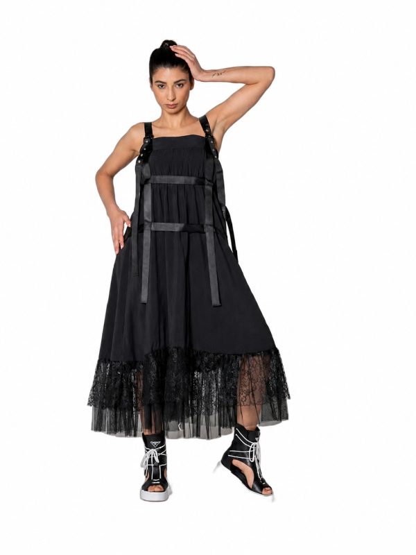 rochie maxi cu detalii statement neagră damă