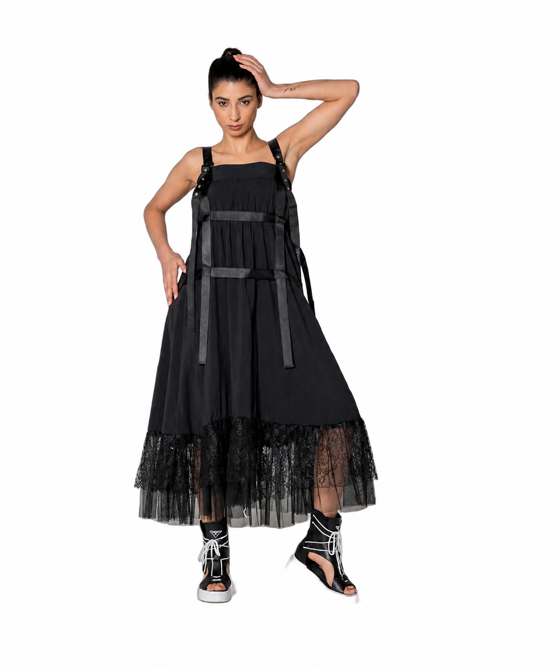 Rochie Maxi cu Detalii Statement Neagră 38