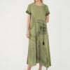rochie maxi artistică lejeră kaki damă