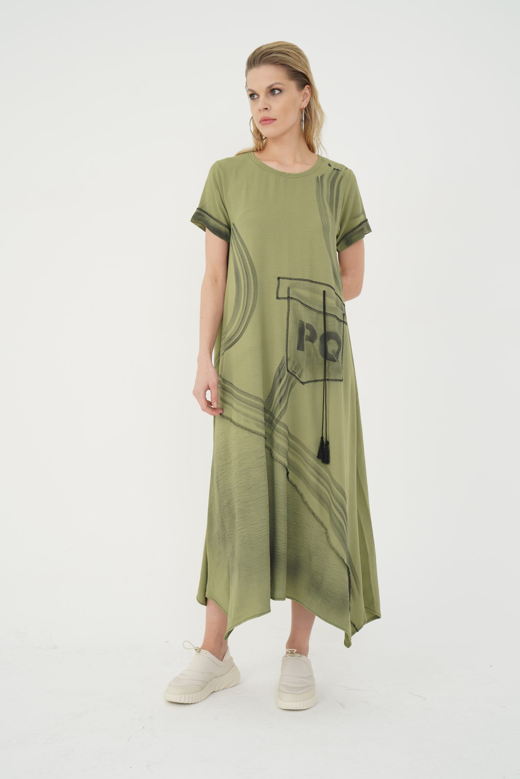 Rochie Maxi Artistică Lejeră Kaki XL